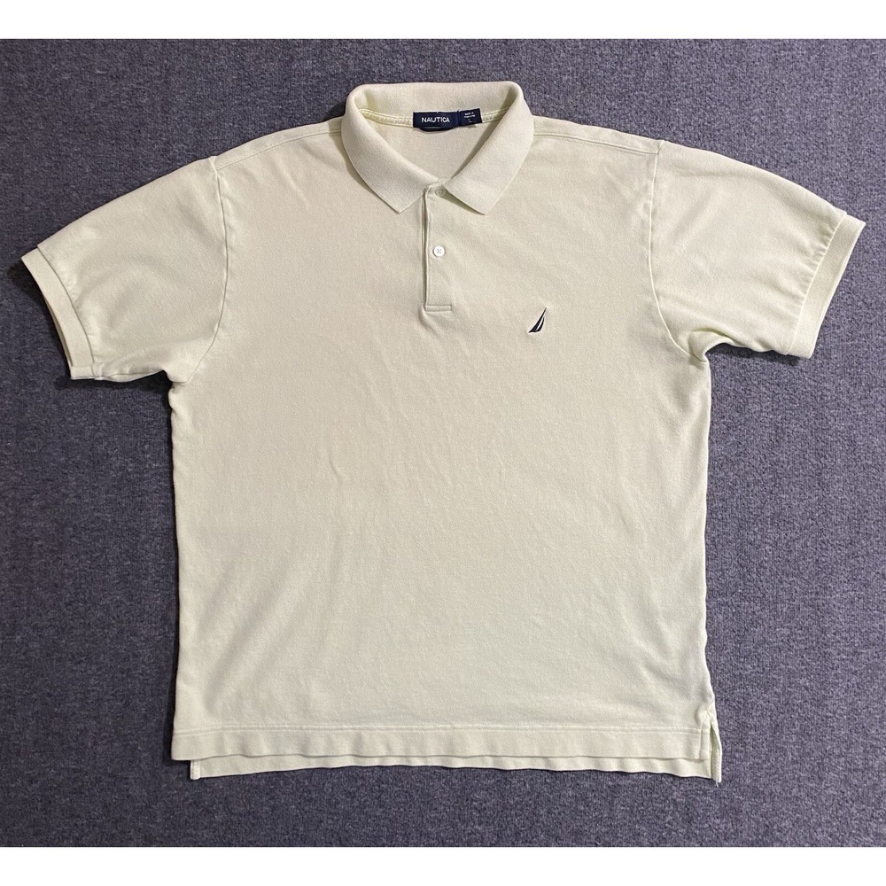 Nautica Polo Shirt Adult Yellow Rugby Outdoors Casual Men's Size L